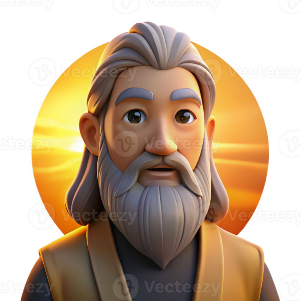 serene vintage Portrait of a Man with a Long Flowing high quality png