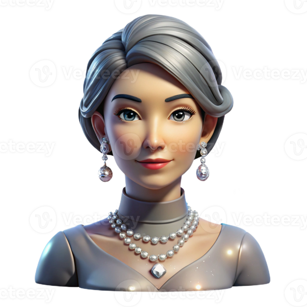 stunning contemporary Portrait of a Woman with Elegant Silver professional png