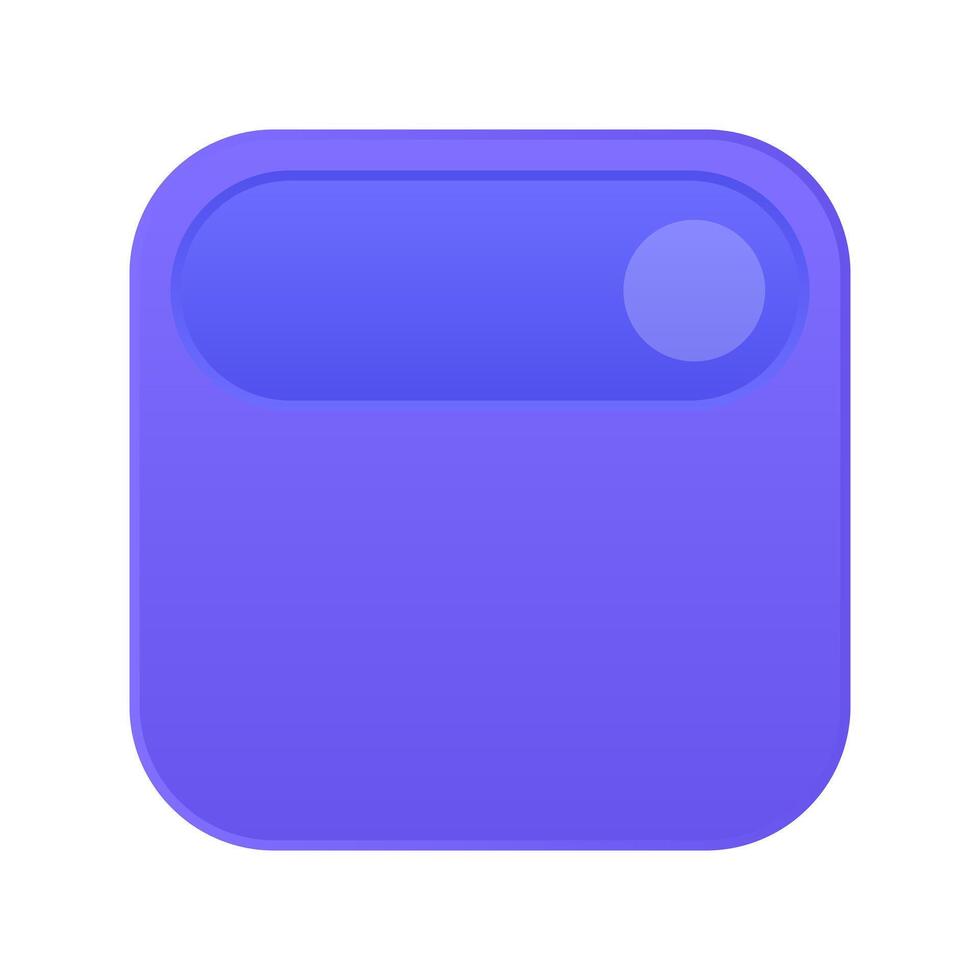 A purple square button with a blue circle on it vector