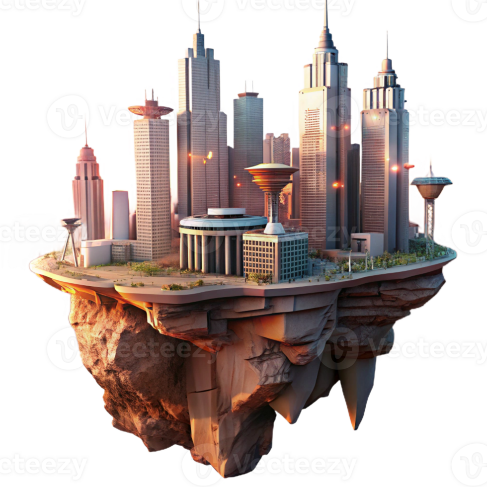 dramatic traditional A Futuristic Cityscape Built Into the premium png