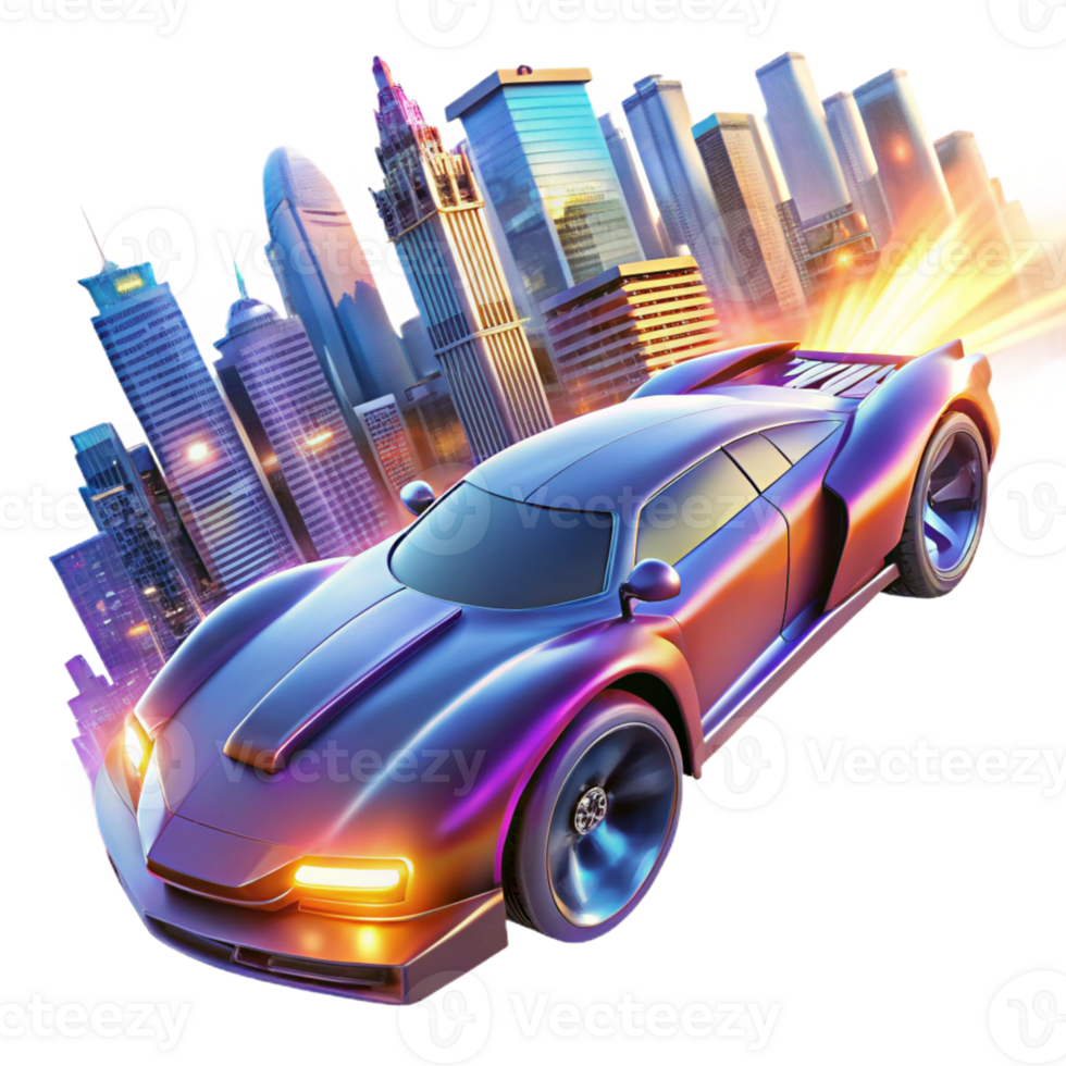 dramatic contemporary A Futuristic Racing Car Speeding Through detailed png
