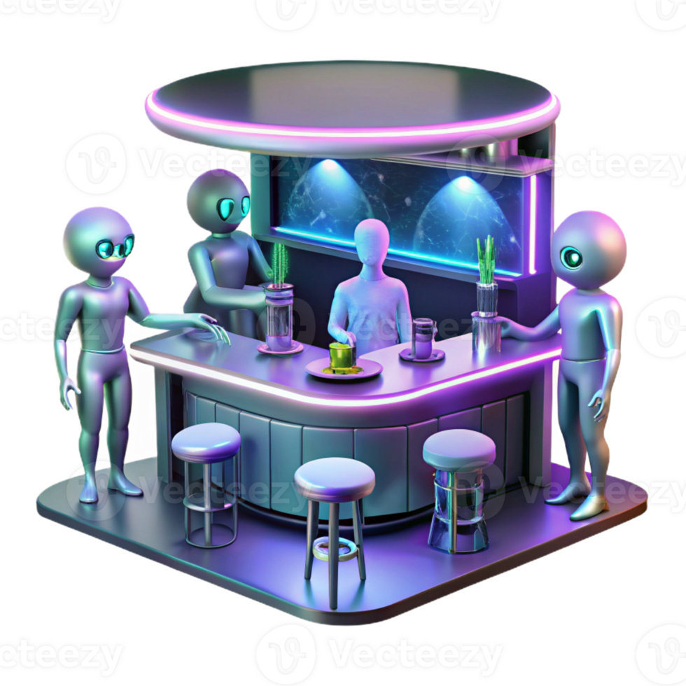 elegant creative A Futuristic Bar Scene with Alien Patrons genuine png