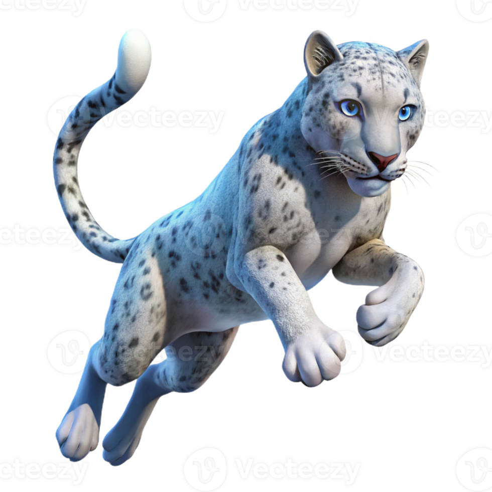 vibrant traditional A Majestic Snow Leopard Leaping Through professional png