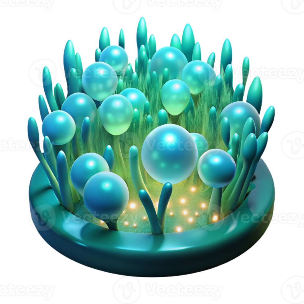 stunning artistic A Field of Pulsating Bioluminescent detailed png