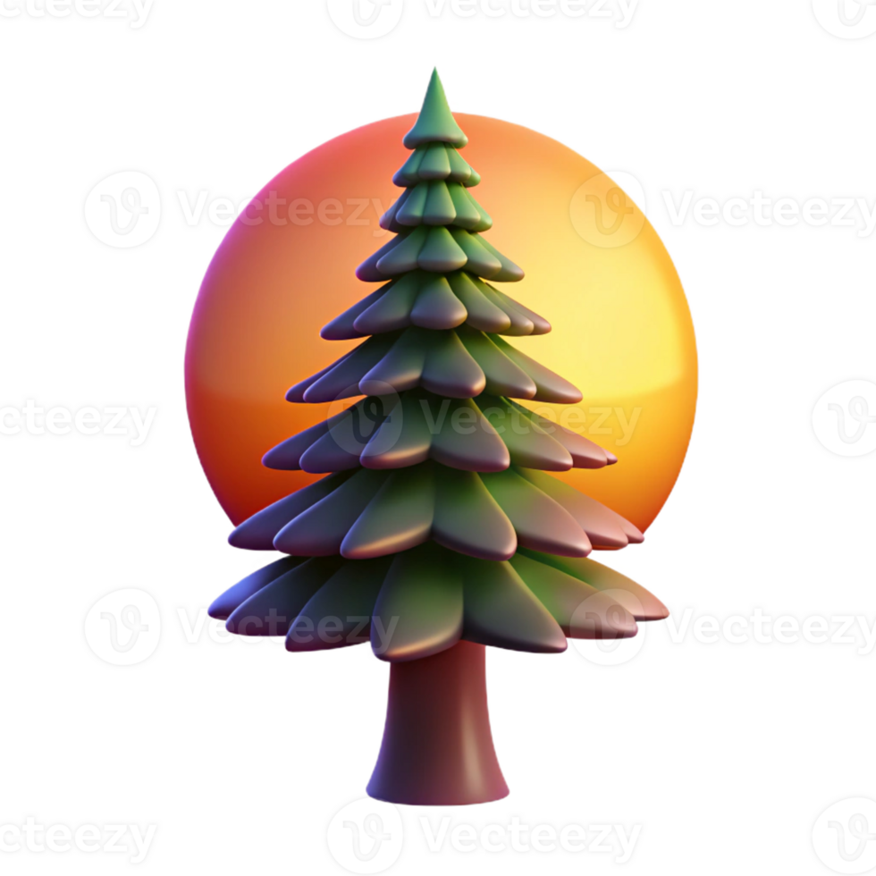 serene classic A Lone Pine Tree Silhouetted Against a detailed png
