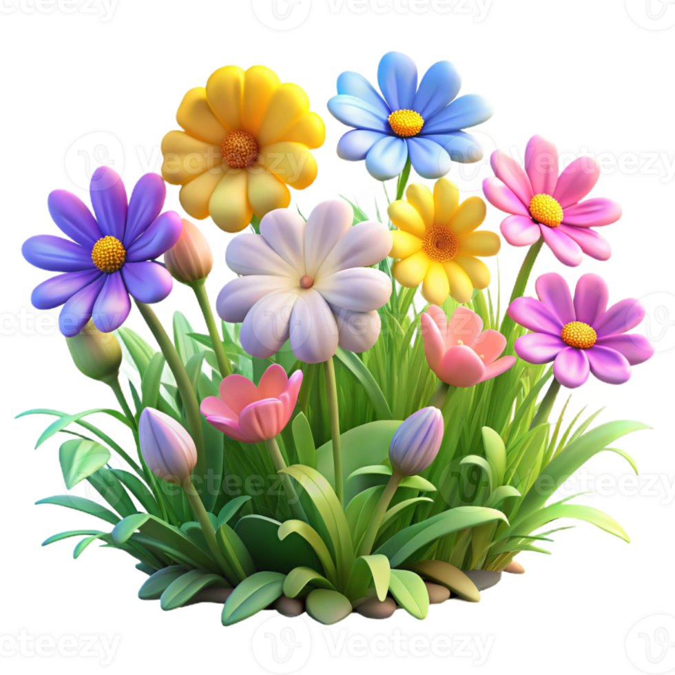 beautiful rustic A Cluster of Vibrant Wildflowers in a original png
