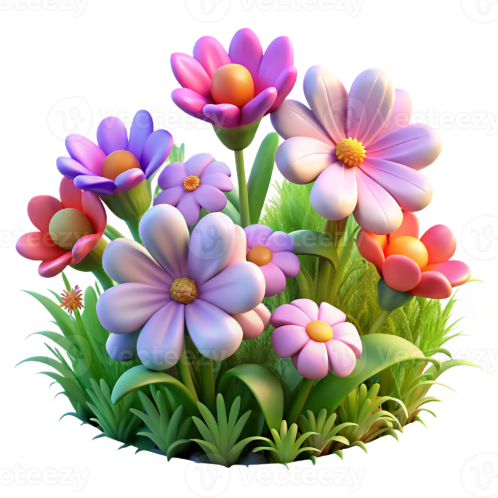 dramatic classic A Cluster of Vibrant Wildflowers in a original png
