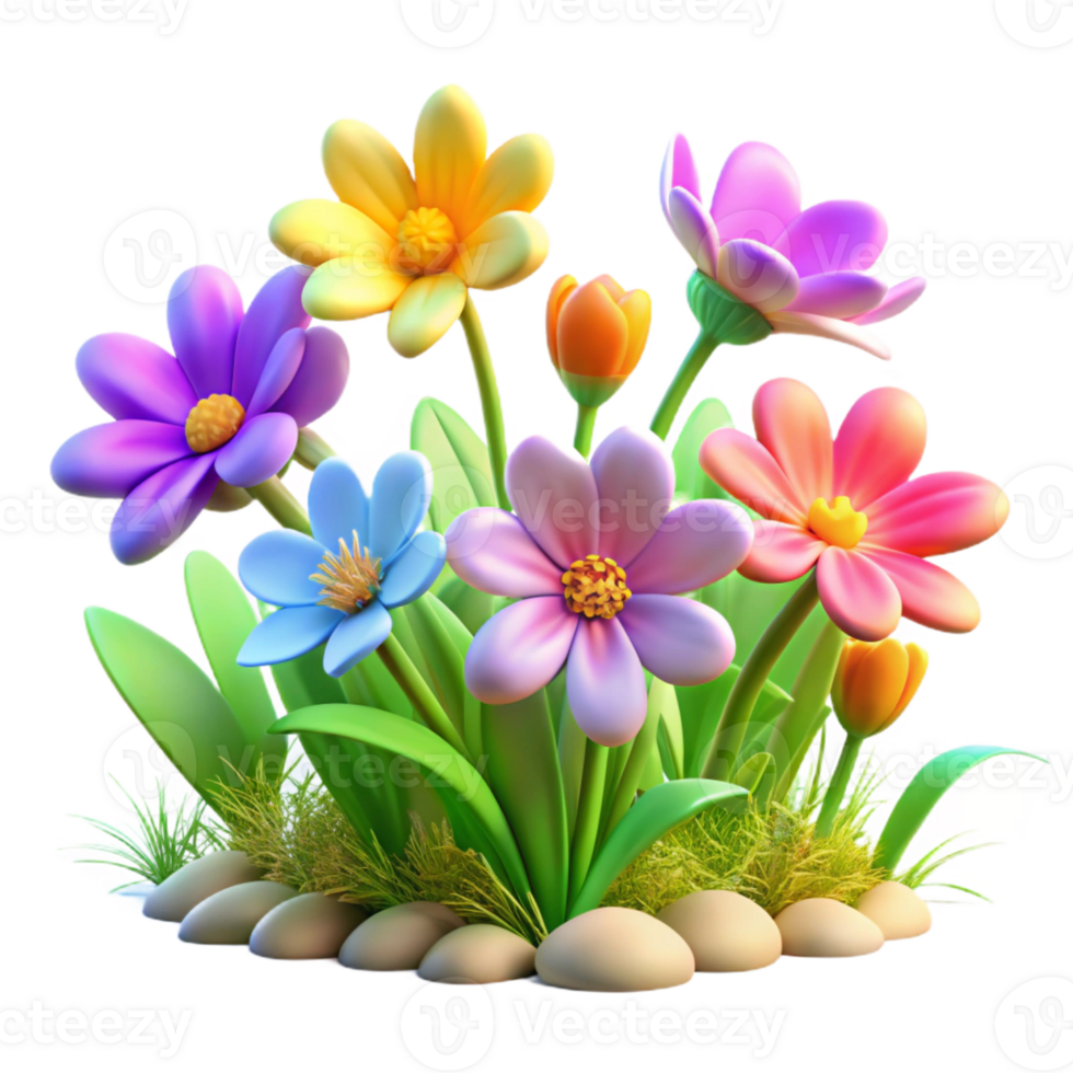 vibrant rustic A Cluster of Vibrant Wildflowers in a genuine png