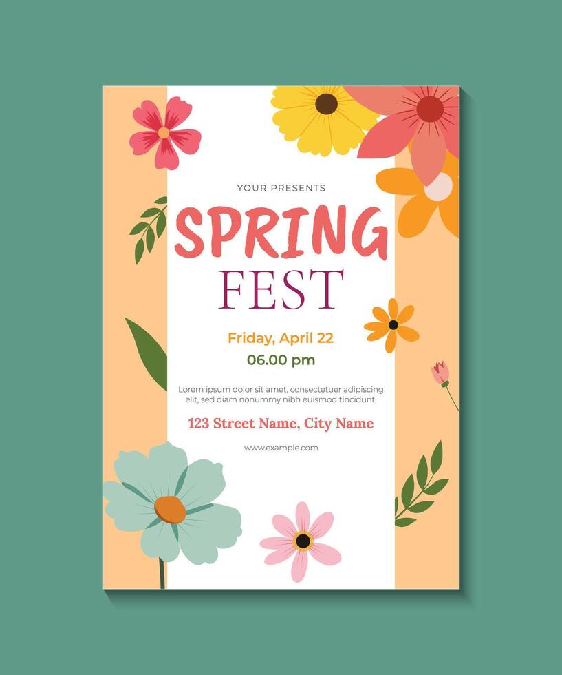 Spring Festival Flyer or Poster Design. Announcing Flower Garden Party Celebration Invitation Layout vector