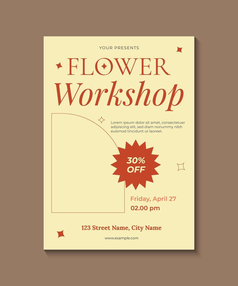 Floral Flower Business Workshop Flyer Design Template vector