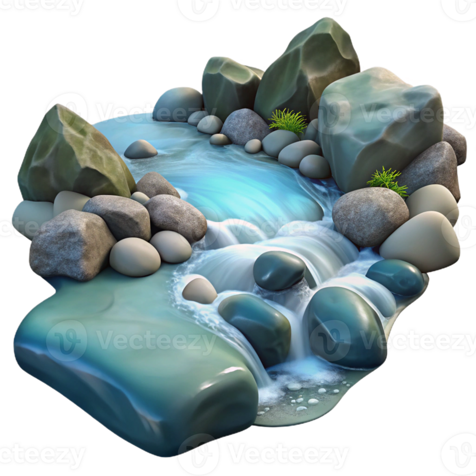 magnificent modern A Babbling Brook Flowing over Smooth exclusive png