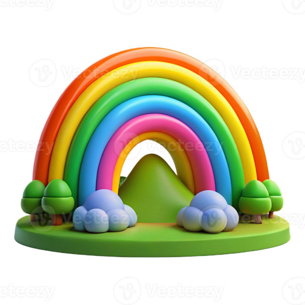 extraordinary artistic A Vibrant Rainbow Arching over a Green authentic png