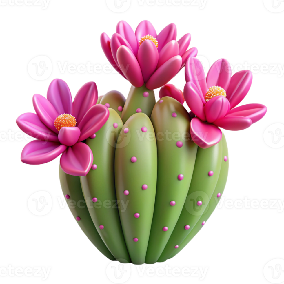 elegant abstract A Desert Cactus with Vibrant Pink premium png