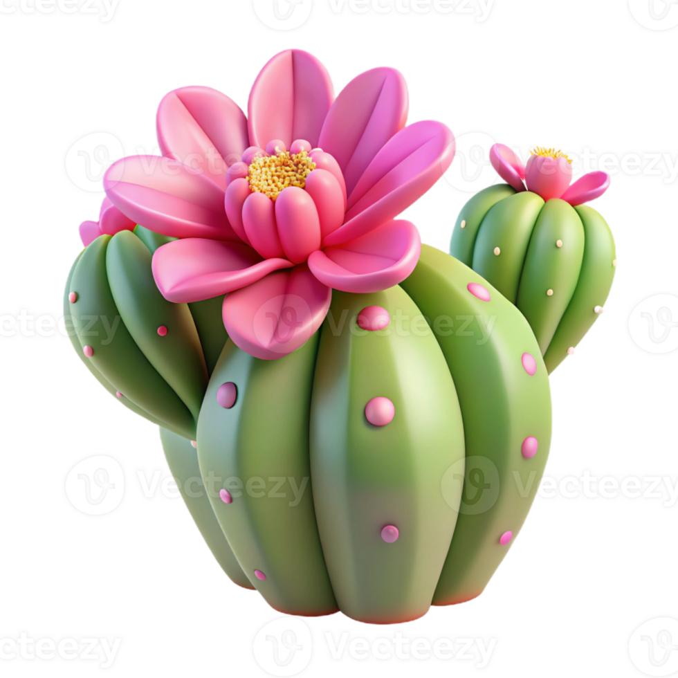 impressive abstract A Desert Cactus with Vibrant Pink professional png