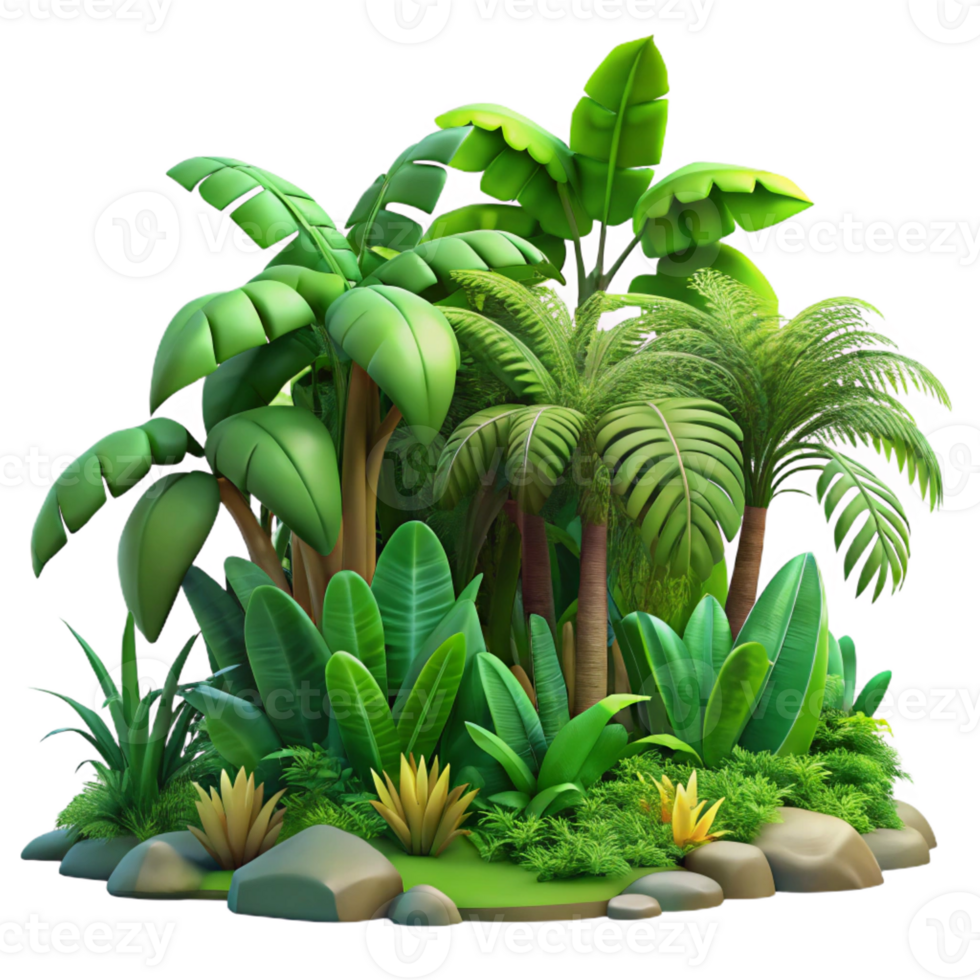 stunning minimalist A Lush Tropical Rainforest with Vibrant authentic png
