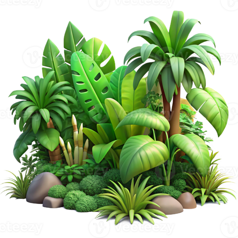 elegant creative A Lush Tropical Rainforest with Vibrant high quality png