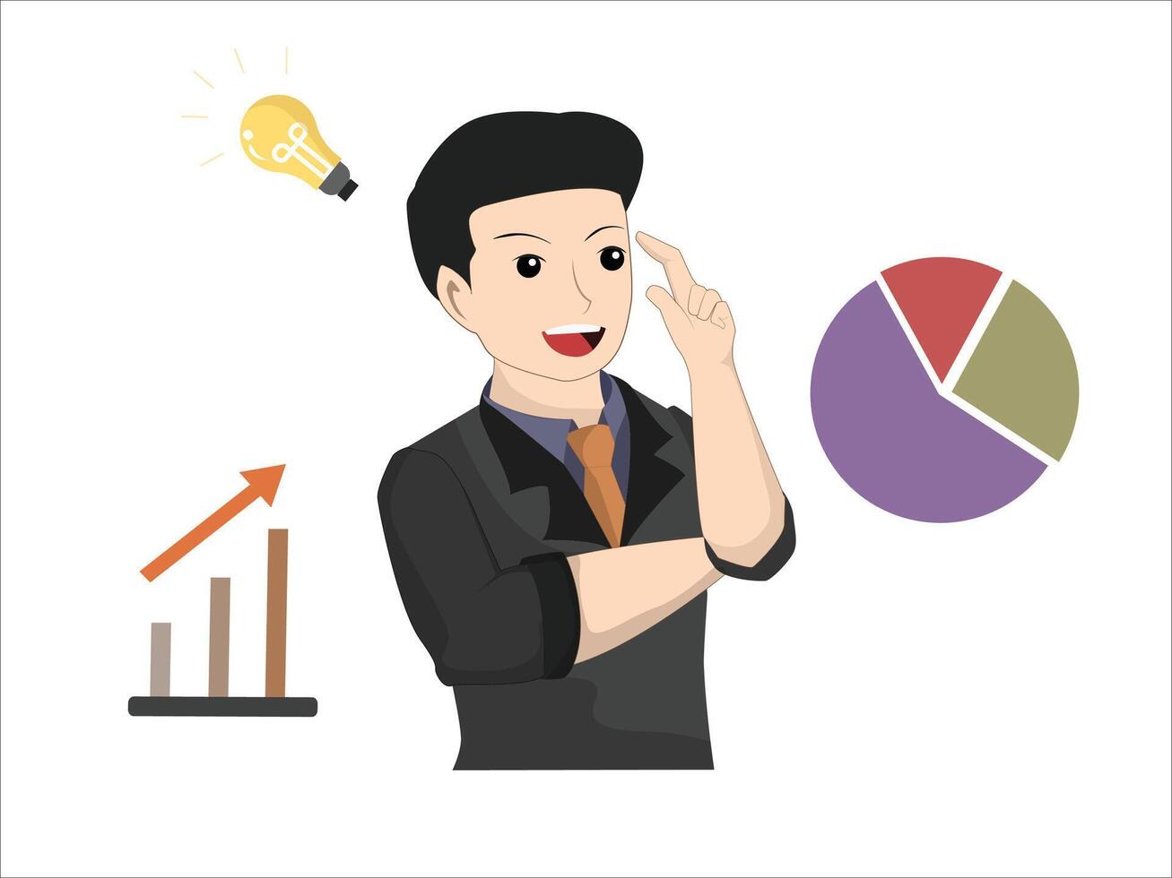 Innovative Businessman Generating Creative Ideas for Financial and Market Growth vector