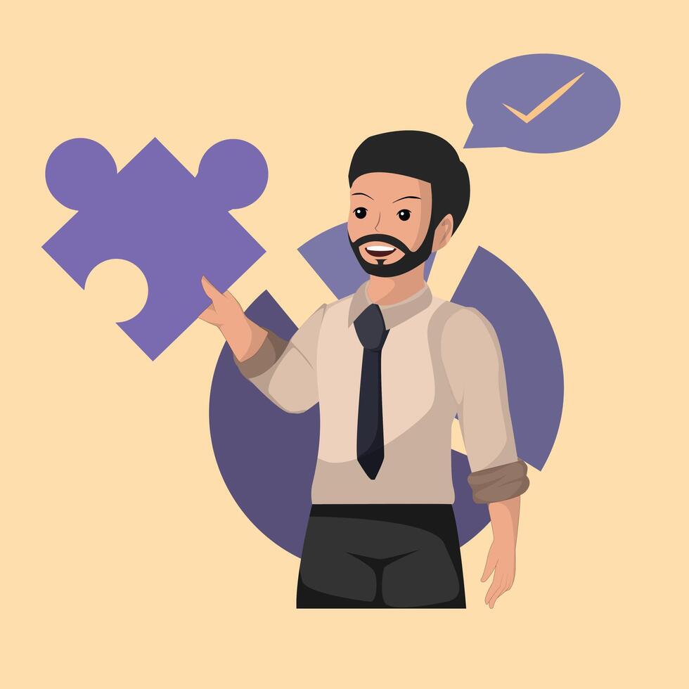 Professional Businessman Offering Strategic Solutions for Business Challenges with Confidence. vector