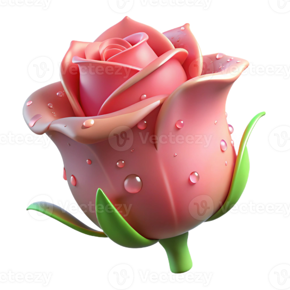 vibrant abstract A Single Rosebud with Dew Drops Soft exclusive png