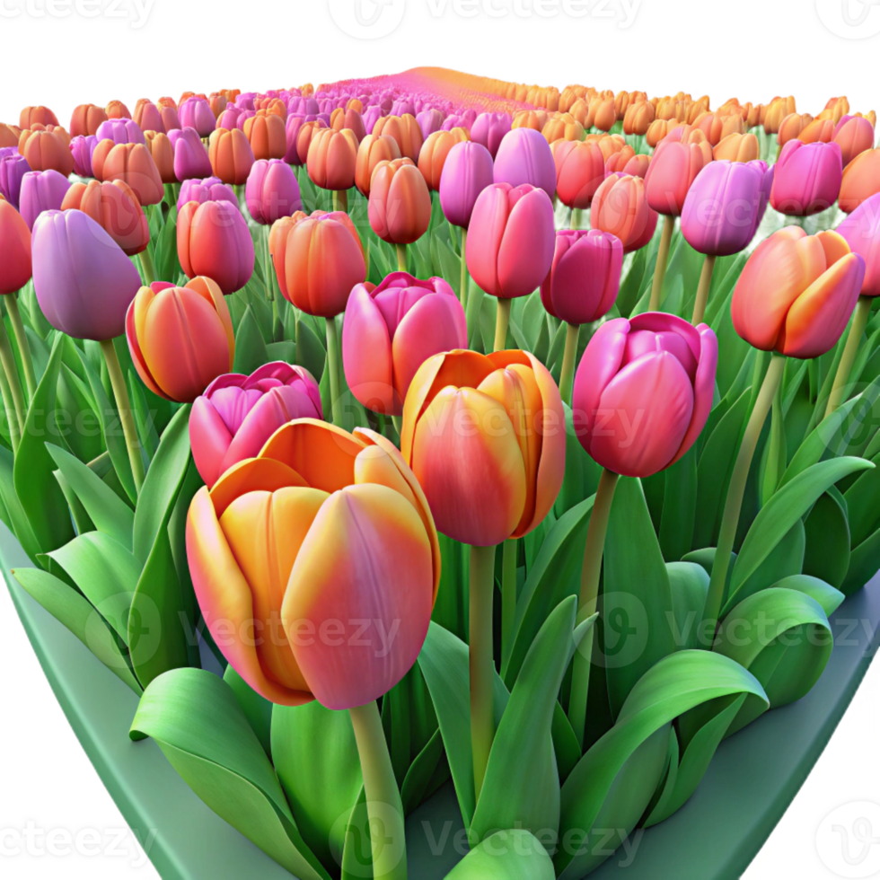 beautiful modern A Field of Tulips in Full Bloom Vibrant genuine png