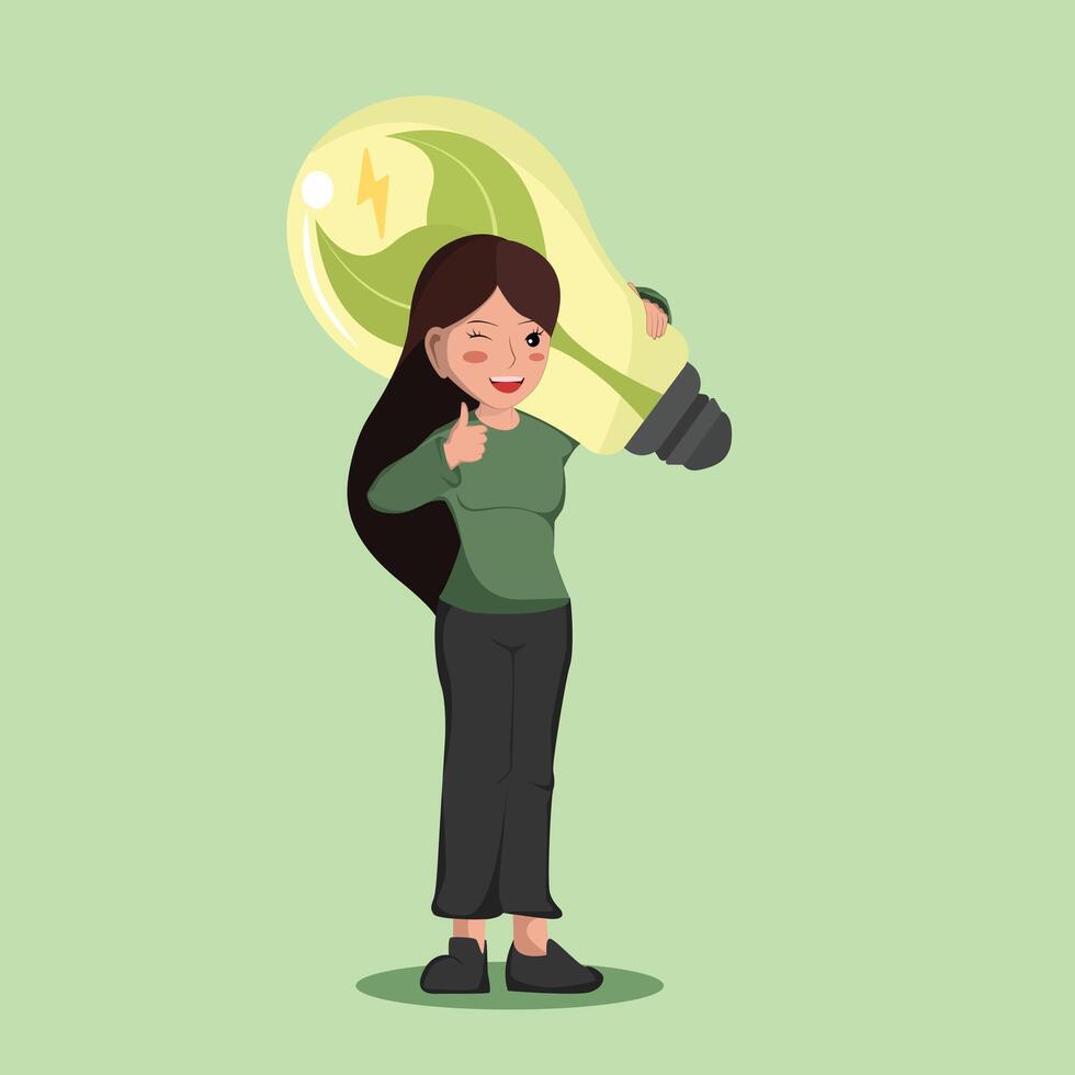 Sustainable Energy Solutions a Woman Promoting Renewable Power and Eco-Friendly Innovation vector