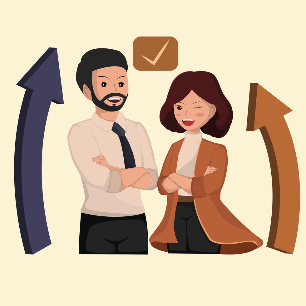Successful Business Teamwork and Growth Confident Business People. vector