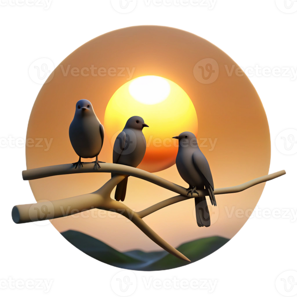 magnificent creative A Group of Birds Perched on a Branch genuine png