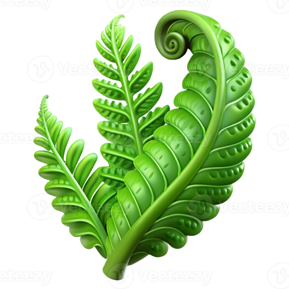 serene creative A Lush Green Fern Unfurling Delicate high quality png