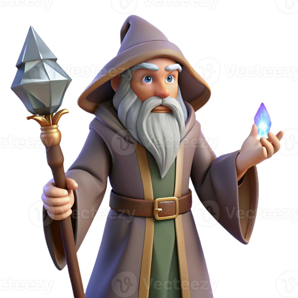 beautiful rustic A Wise Old Wizard with a Long White premium png
