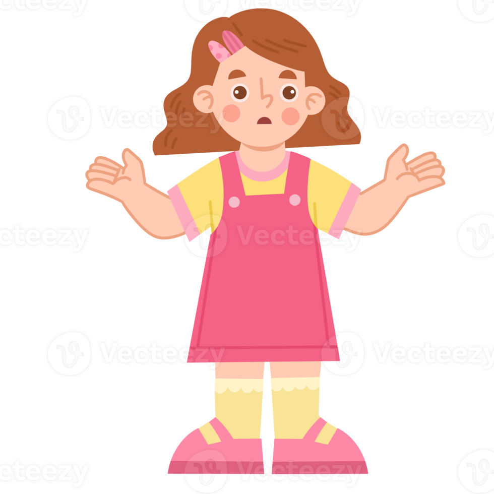 Illustration of Girl with Playful Expression png