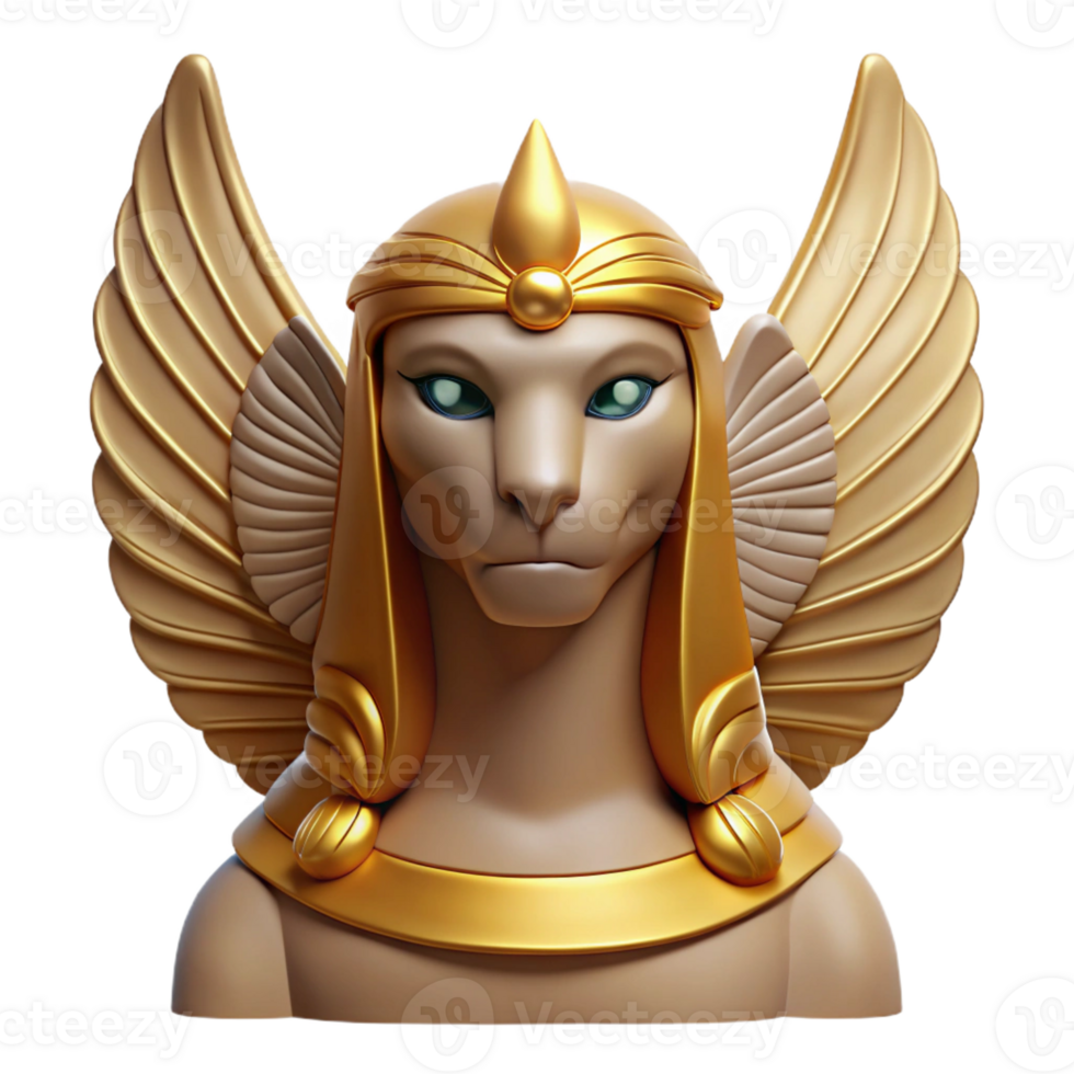 elegant vintage A Mysterious Sphinx with Wings of Gold 4K png