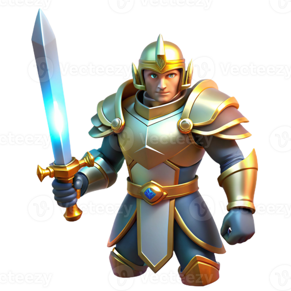 stunning artistic A Brave Knight in Shining Armor Wielding authentic png