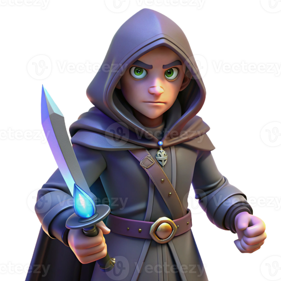 beautiful minimalist A Cunning Rogue with a Hooded Cloak and a exclusive png