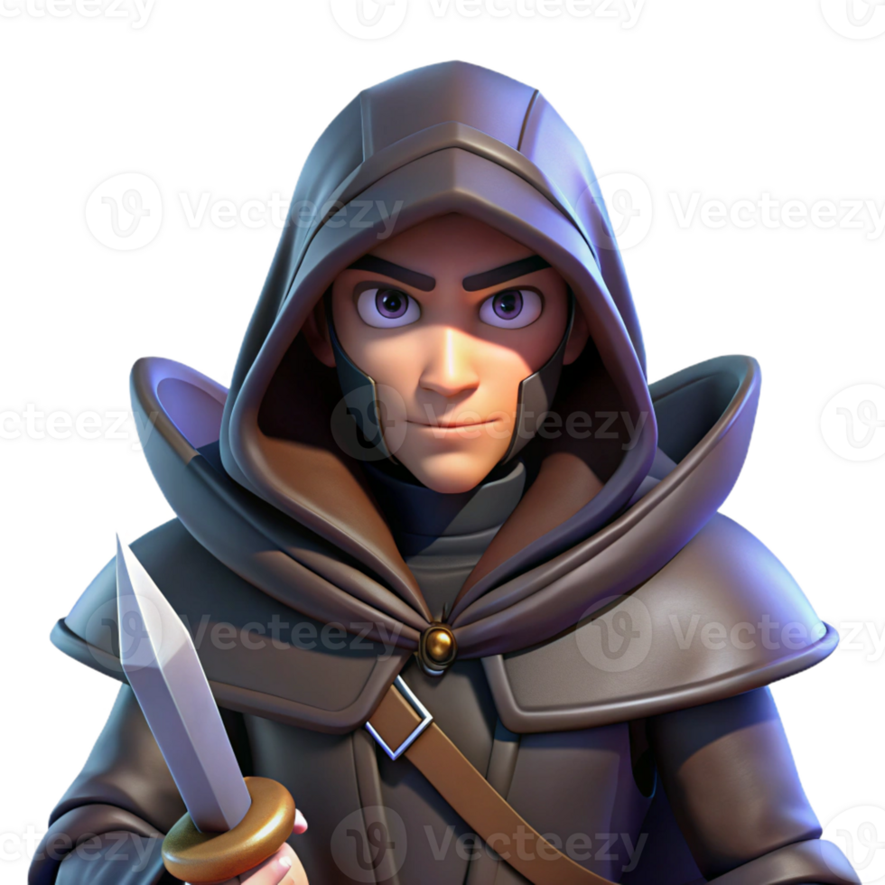 stunning rustic A Cunning Rogue with a Hooded Cloak and a original png