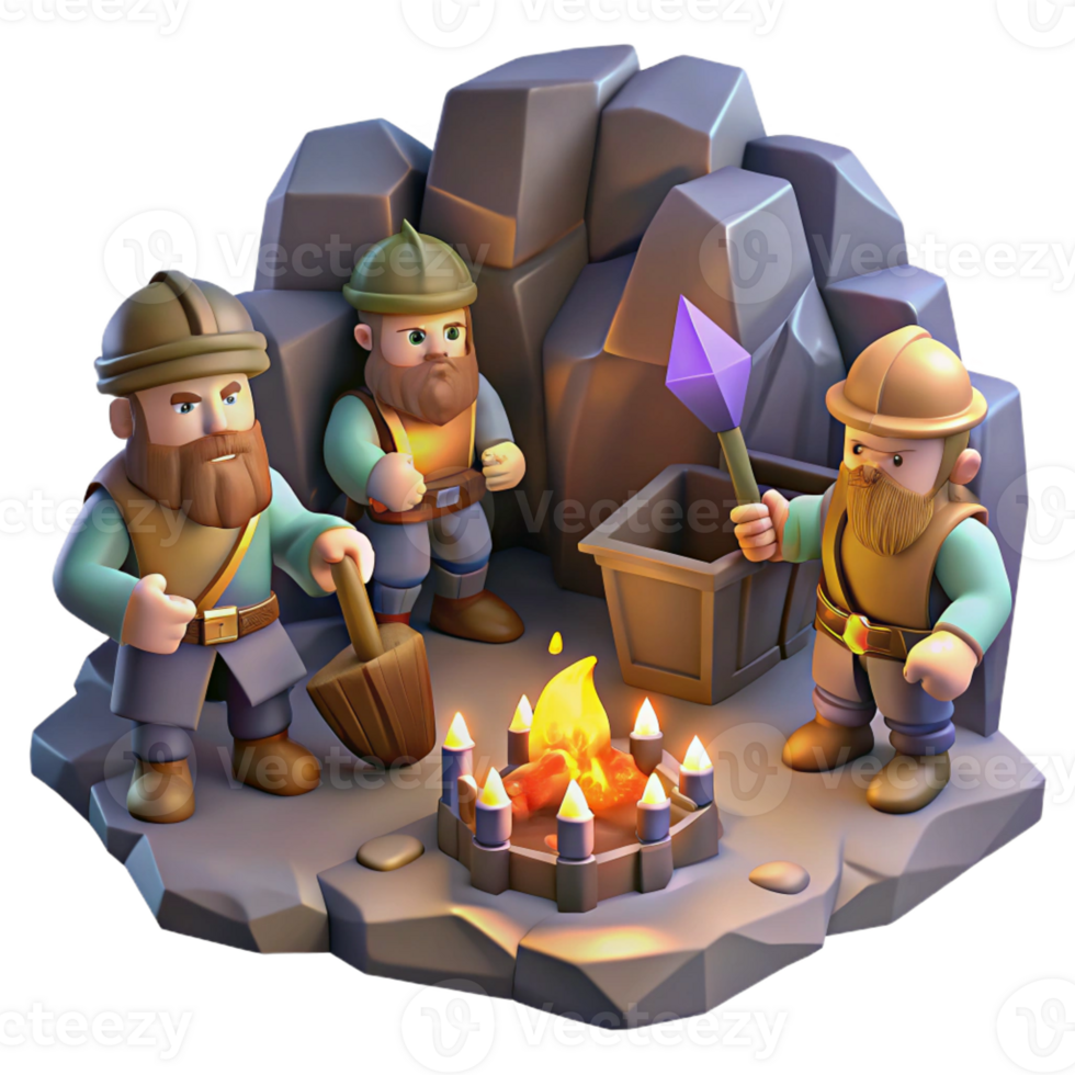 stunning rustic A Group of Adventurous Dwarves Mining for genuine png