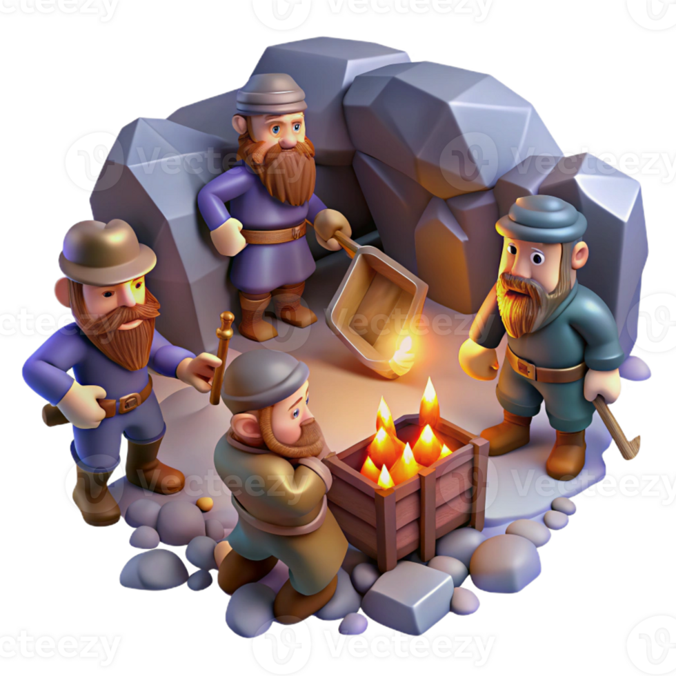extraordinary vintage A Group of Adventurous Dwarves Mining for exclusive png