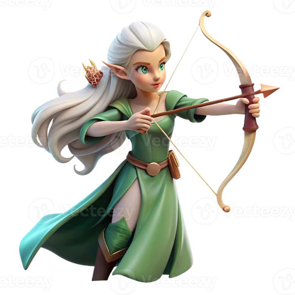 beautiful creative A Graceful Elf with Long Flowing Hair exclusive png
