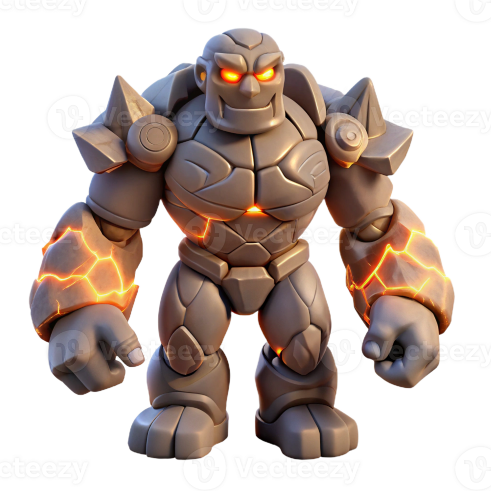 stunning traditional A Powerful Golem Made of Stone Animated high resolution png