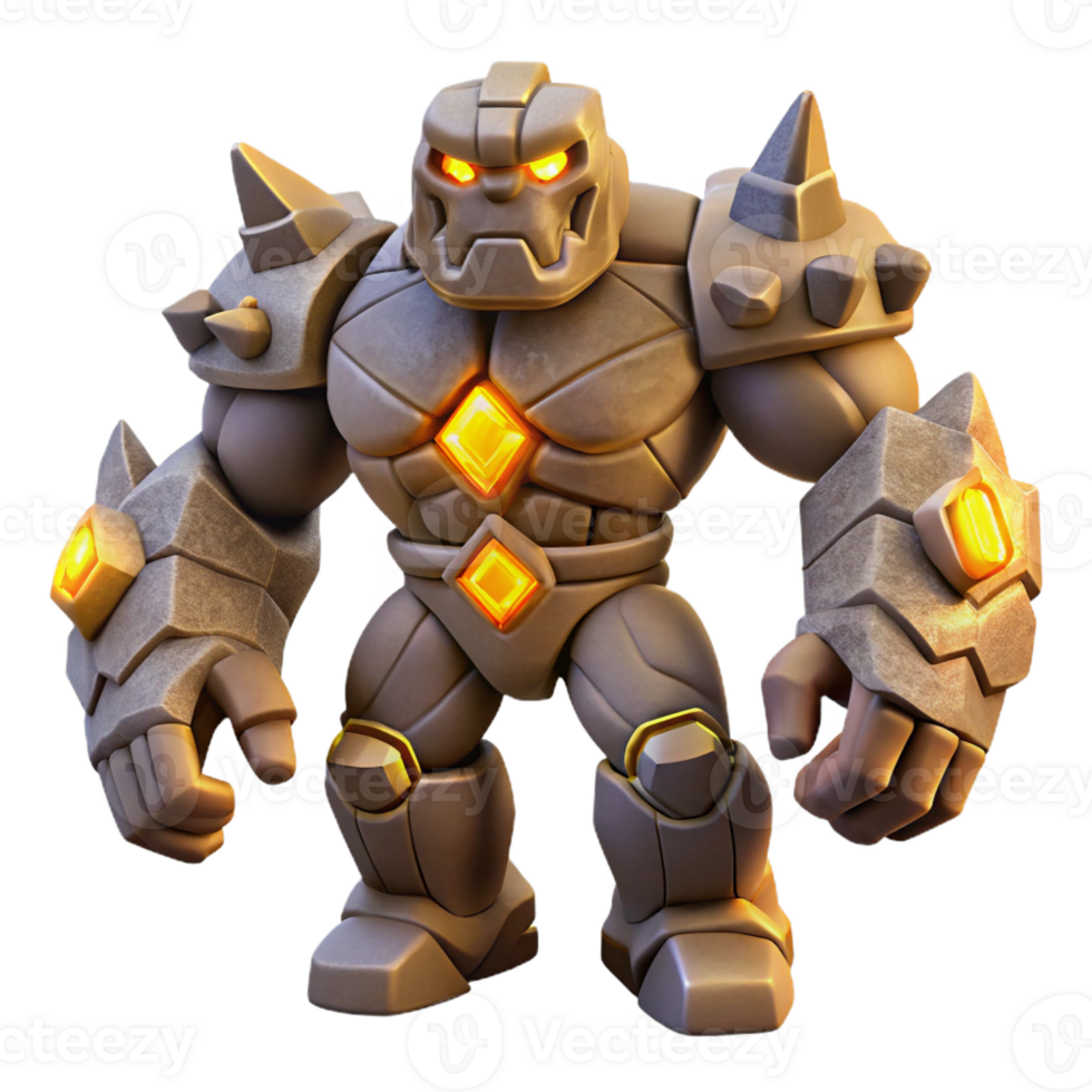 magnificent minimalist A Powerful Golem Made of Stone Animated authentic png