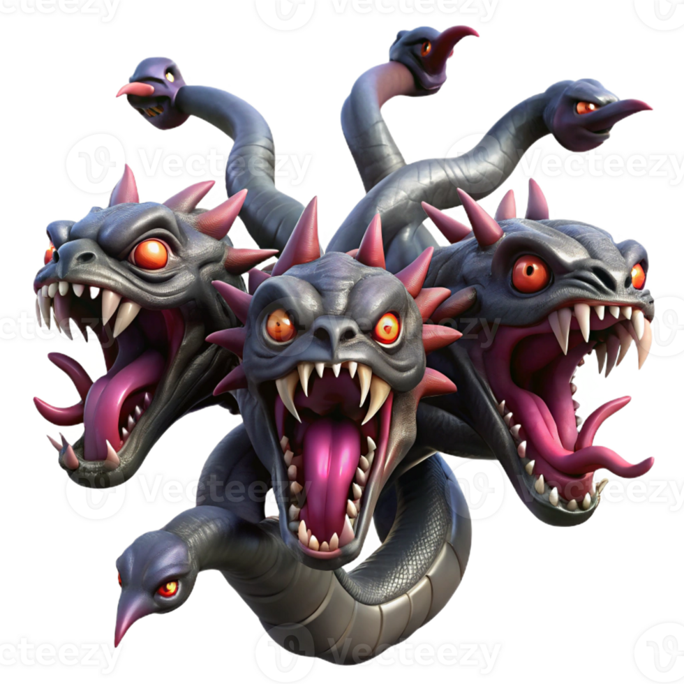 wonderful contemporary A Fearsome Hydra with Multiple Heads authentic png