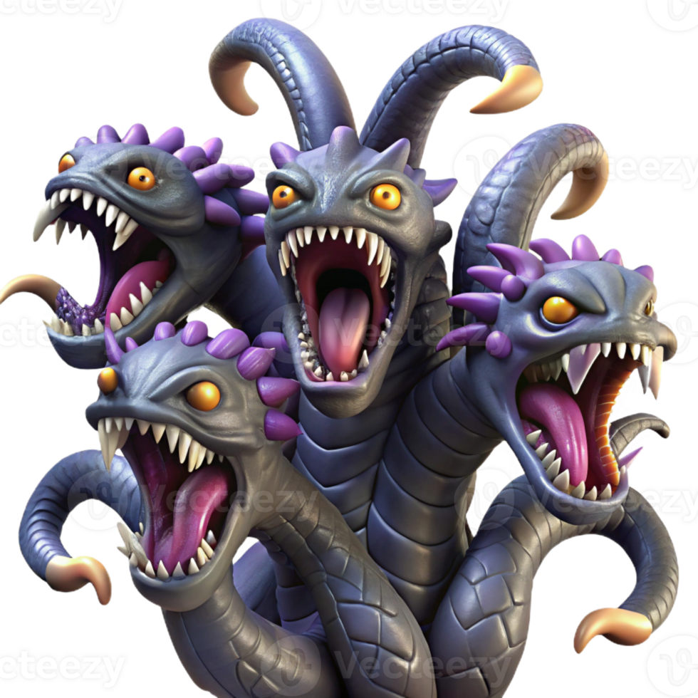 extraordinary contemporary A Fearsome Hydra with Multiple Heads authentic png