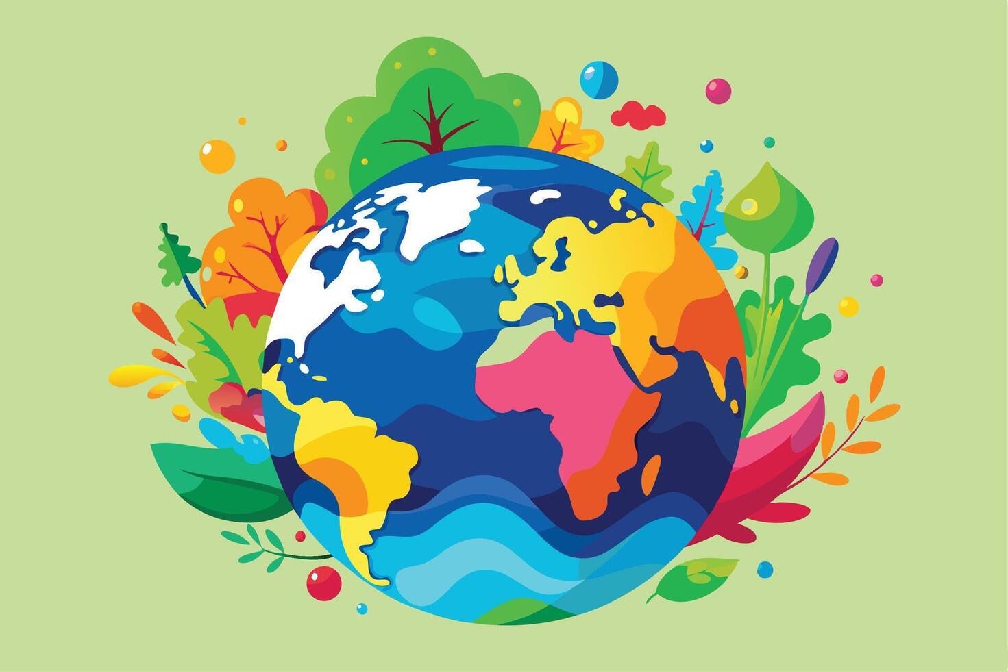 Earth Day Concept Earth with green trees vector