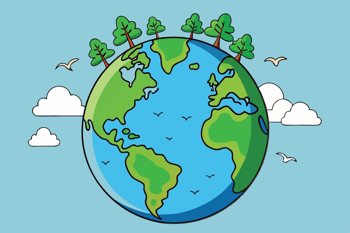 Earth Day earth surrounded by trees vector