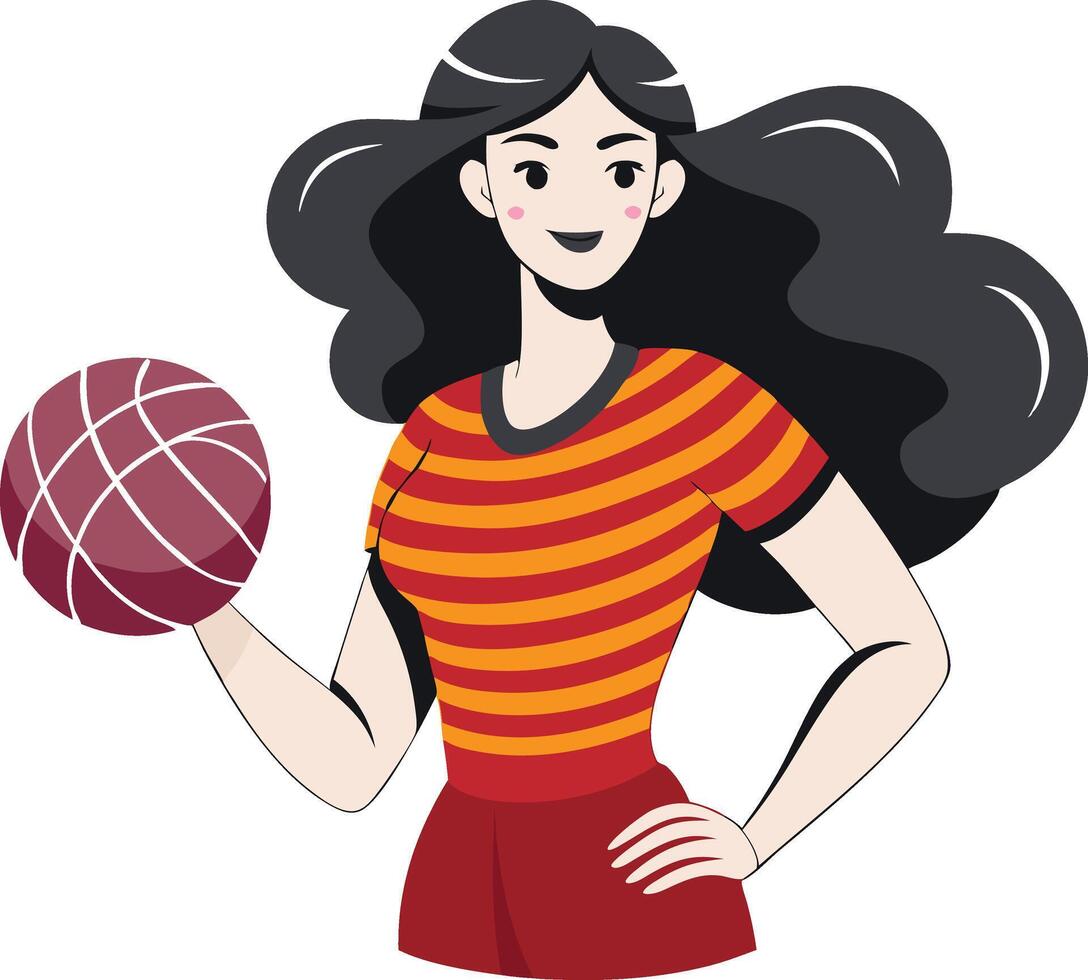 Dynamic Cartoon Illustration of Female Basketball Player vector
