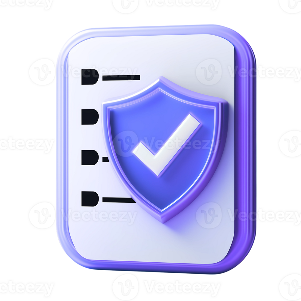 Security checklist verification shield icon illustration for safety and data protection design png