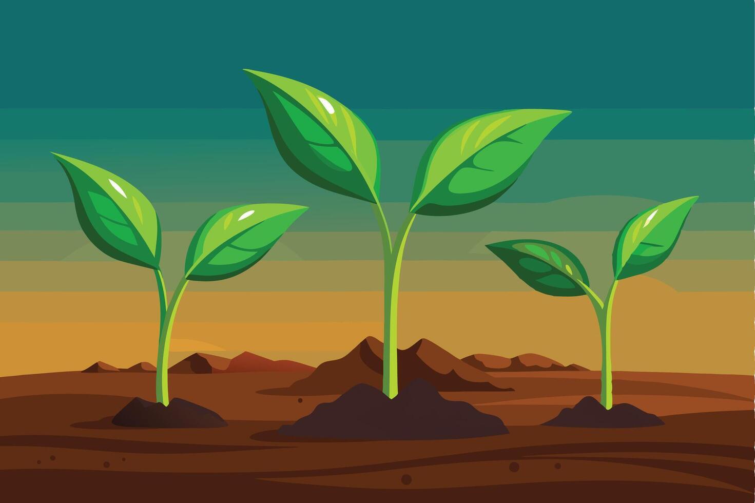 A green plant growing out of dirt vector