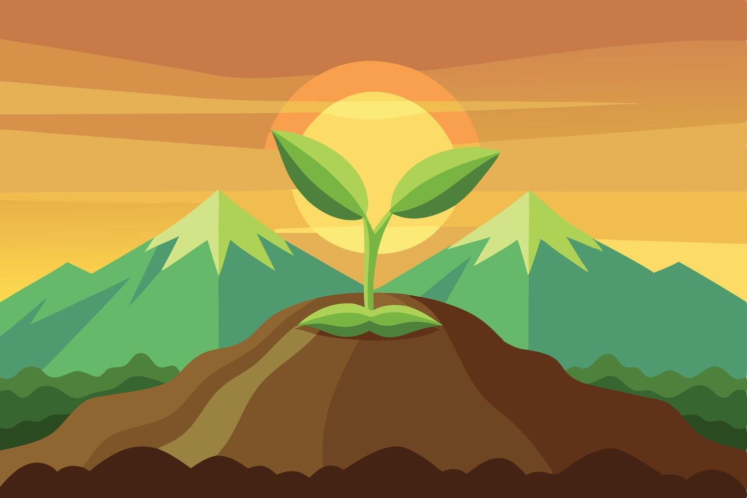 Earth Day Acorn Growing Illustrations vector