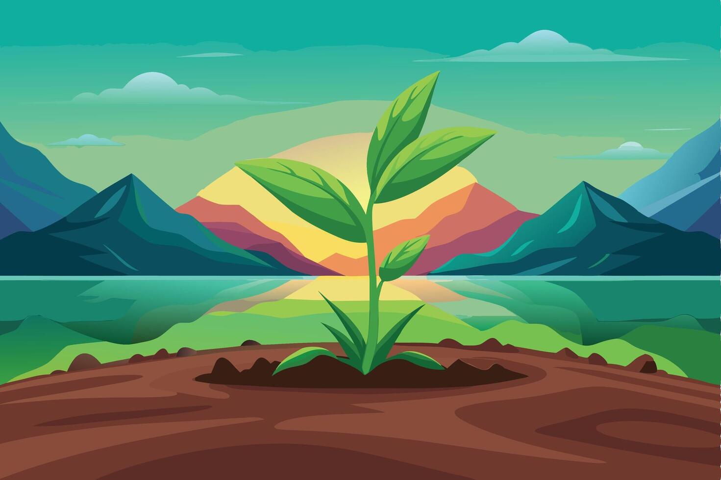 Earth Day The plant grows in soil vector