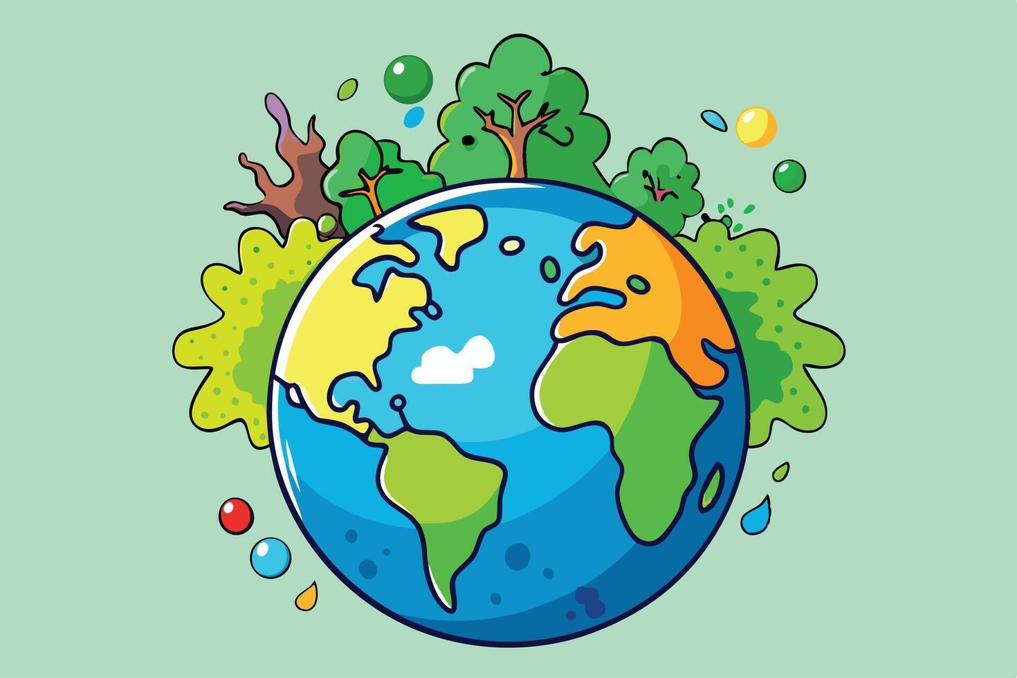 Happy Earth Day Concept Earth with green trees vector