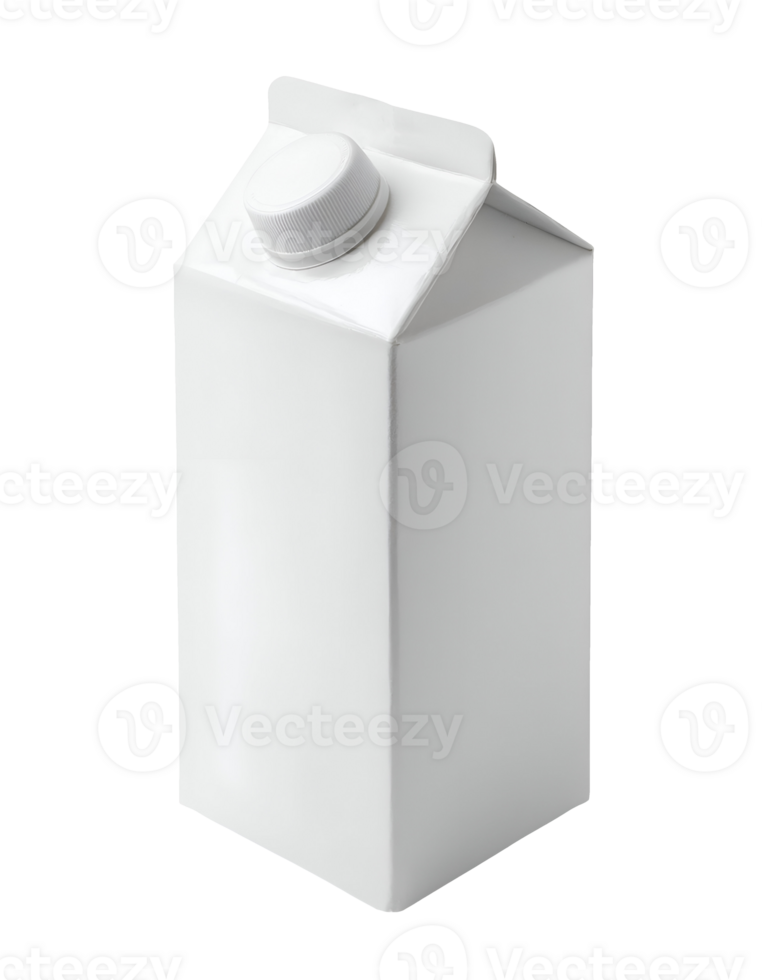 white milk carton with screw cap, blank beverage packaging container for dairy or juice, on isolated background png
